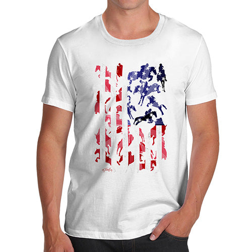 Funny Tee For Men USA Show Jumping Silhouette Men's T-Shirt X-Large White