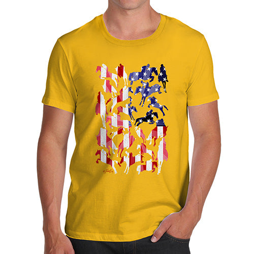 Funny Gifts For Men USA Show Jumping Silhouette Men's T-Shirt Large Yellow
