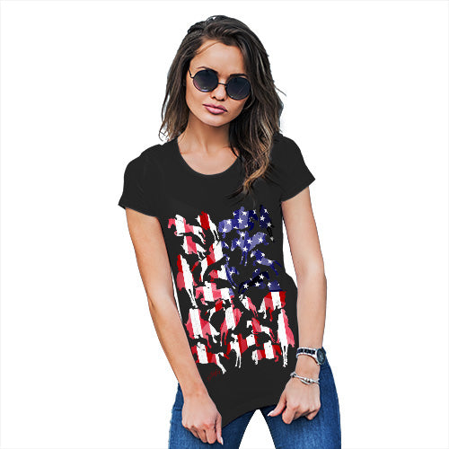 Funny Shirts For Women USA Show Jumping Silhouette Women's T-Shirt X-Large Black