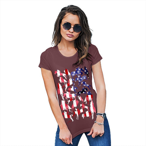 Funny T Shirts For Mom USA Show Jumping Silhouette Women's T-Shirt Medium Burgundy