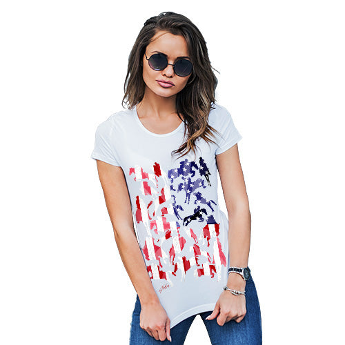 Funny T Shirts For Women USA Show Jumping Silhouette Women's T-Shirt Medium White