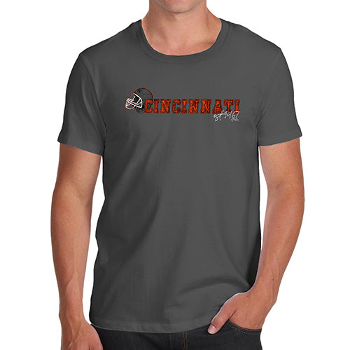 Novelty T Shirts For Dad Cincinnati American Football Established Men's T-Shirt Small Dark Grey