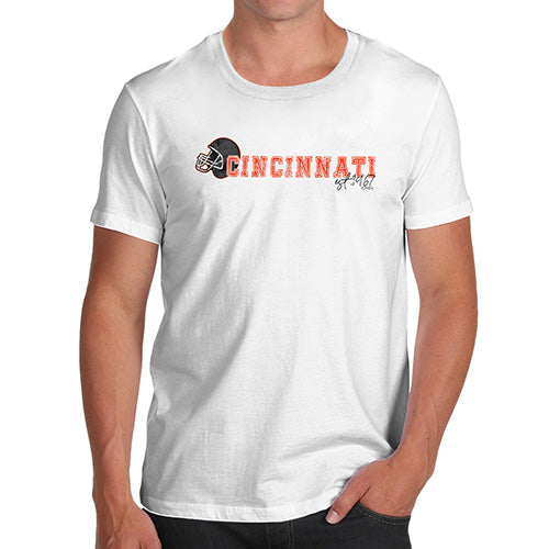 Funny Tee For Men Cincinnati American Football Established Men's T-Shirt Large White