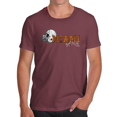 Novelty Tshirts Men Miami American Football Established Men's T-Shirt X-Large Burgundy