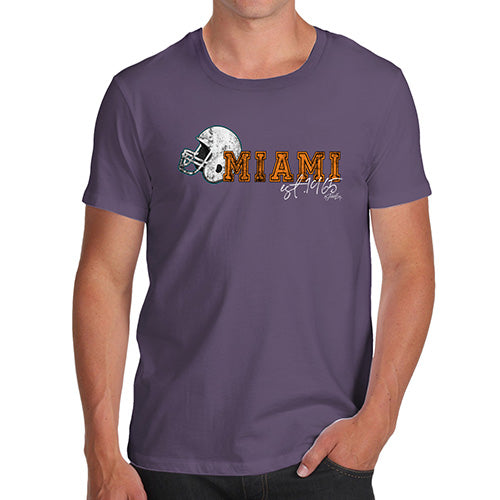 Novelty Tshirts Men Miami American Football Established Men's T-Shirt Medium Plum