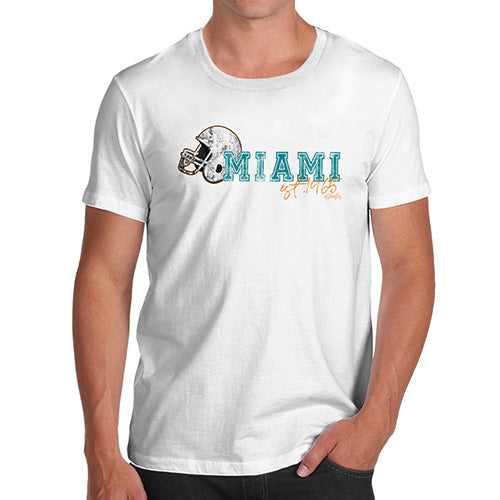 Funny T-Shirts For Men Miami American Football Established Men's T-Shirt Small White