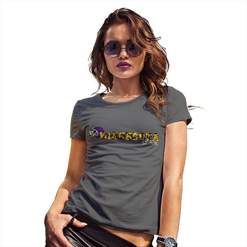 Womens T-Shirt Funny Geek Nerd Hilarious Joke Minnesota American Football Established Women's T-Shirt Large Dark Grey