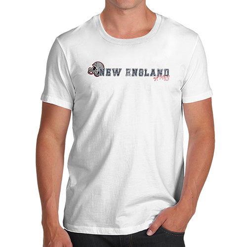 Funny T-Shirts For Men New England American Football Established Men's T-Shirt Small White
