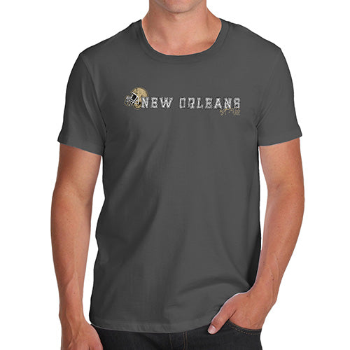 Mens Novelty T Shirt Christmas New Orleans American Football Established Men's T-Shirt Large Dark Grey