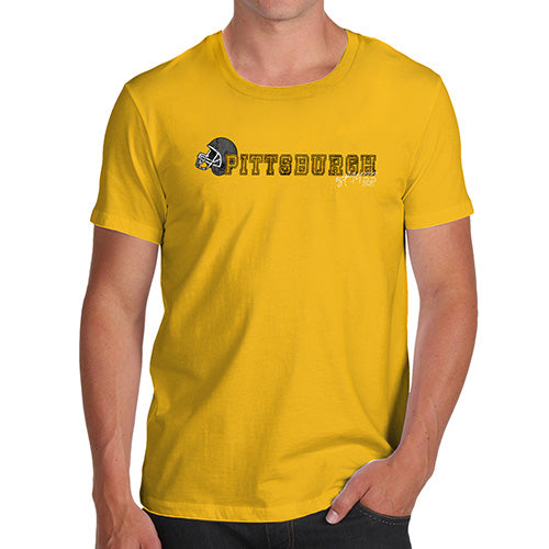 Novelty T Shirts For Dad Pittsburgh American Football Established Men's T-Shirt Large Yellow