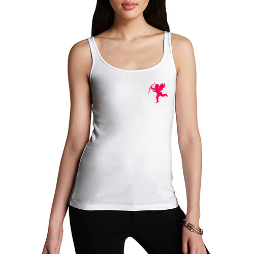 Funny Tank Top For Women Flying Cupid Pocket Placement Women's Tank Top Medium White