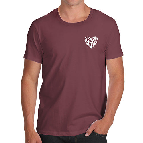 Novelty Tshirts Men Funny Love Hearts Pocket Placement Men's T-Shirt X-Large Burgundy