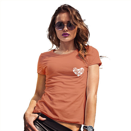 Funny Tee Shirts For Women Love Hearts Pocket Placement Women's T-Shirt Large Orange