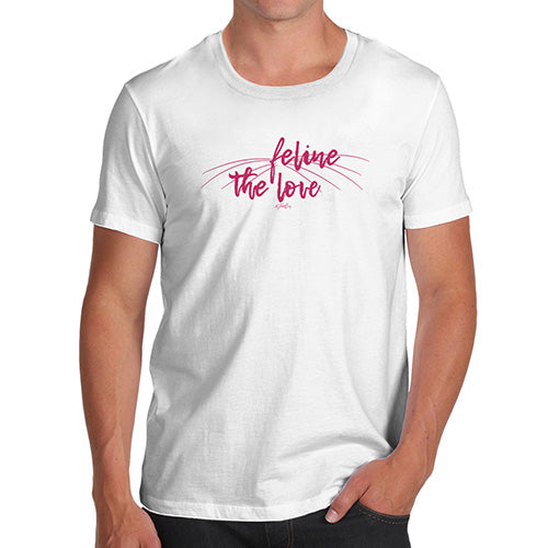 Funny T Shirts For Men Feline The Love Men's T-Shirt Medium White
