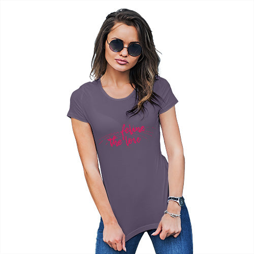 Funny Shirts For Women Feline The Love Women's T-Shirt Large Plum