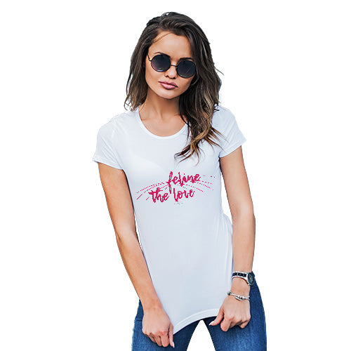 Funny T Shirts For Women Feline The Love Women's T-Shirt Small White