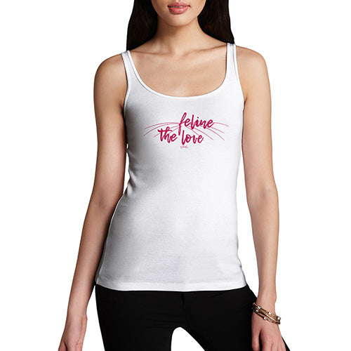 Womens Humor Novelty Graphic Funny Tank Top Feline The Love Women's Tank Top Small White