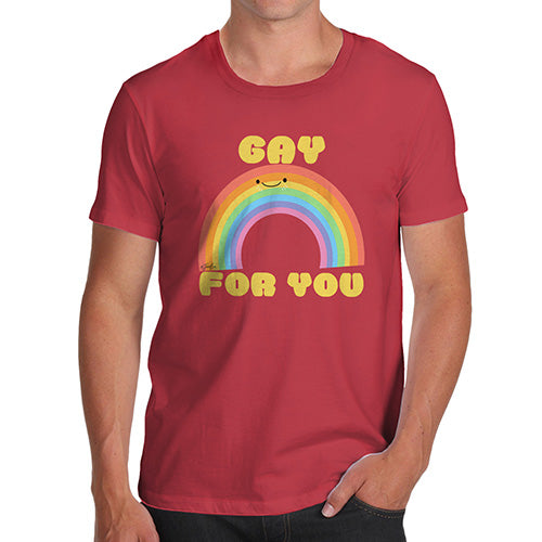 Funny Mens T Shirts Gay For You Rainbow Men's T-Shirt X-Large Red