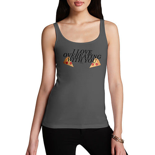 Womens Novelty Tank Top Christmas I Love Overeating With You Women's Tank Top Small Dark Grey