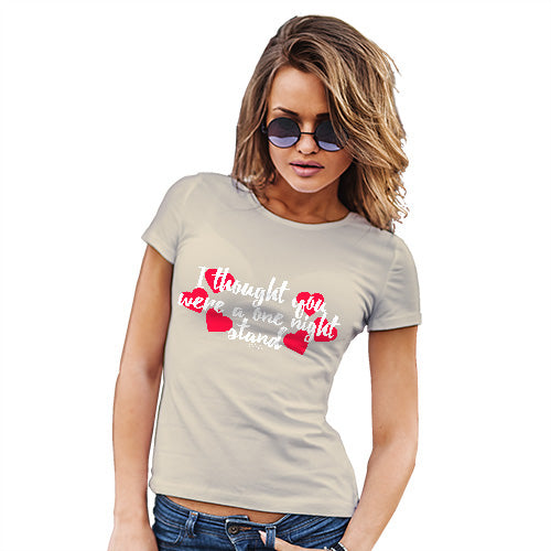 Womens Humor Novelty Graphic Funny T Shirt One Night Stand Women's T-Shirt Large Natural