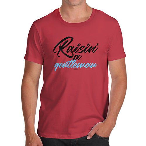 Novelty Tshirts Men Funny Raisin' A Gentleman Men's T-Shirt Medium Red