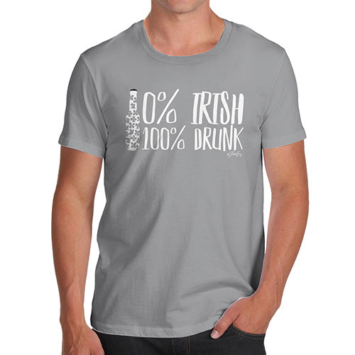 Mens Humor Novelty Graphic Sarcasm Funny T Shirt Zero Percent Irish Men's T-Shirt Medium Light Grey