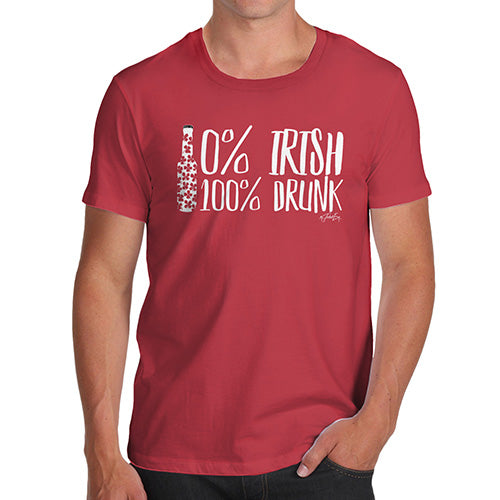 Funny T-Shirts For Guys Zero Percent Irish Men's T-Shirt X-Large Red