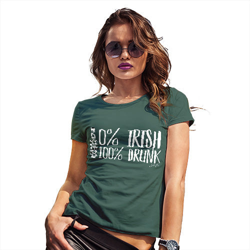 Funny Shirts For Women Zero Percent Irish Women's T-Shirt Large Bottle Green