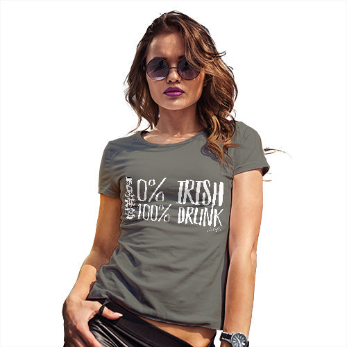 Funny Gifts For Women Zero Percent Irish Women's T-Shirt X-Large Khaki