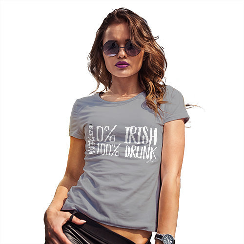 Womens T-Shirt Funny Geek Nerd Hilarious Joke Zero Percent Irish Women's T-Shirt Small Light Grey
