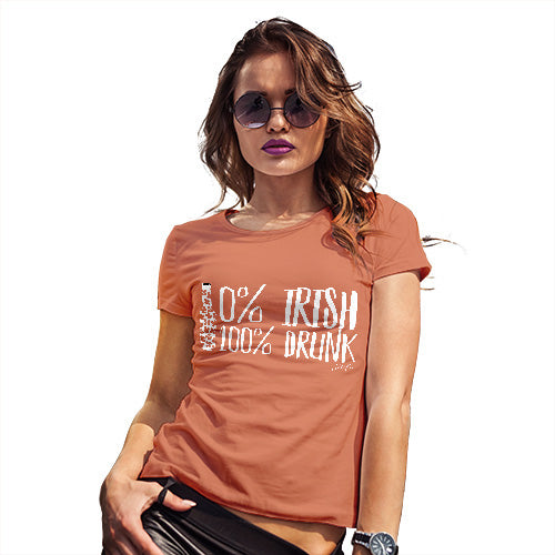 Womens Novelty T Shirt Christmas Zero Percent Irish Women's T-Shirt Medium Orange