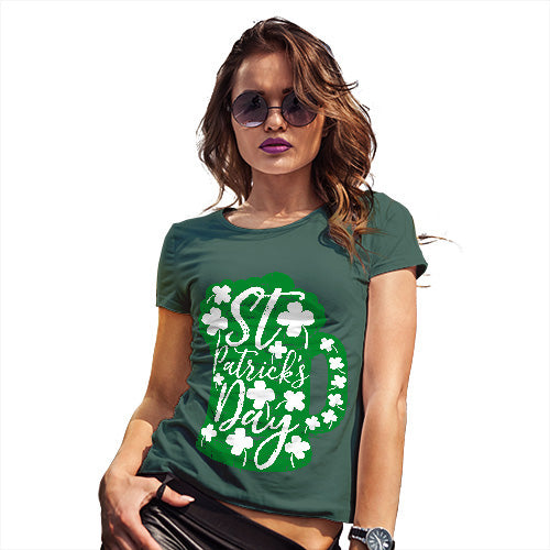 Funny Shirts For Women St Patrick's Day Tankard Women's T-Shirt Large Bottle Green
