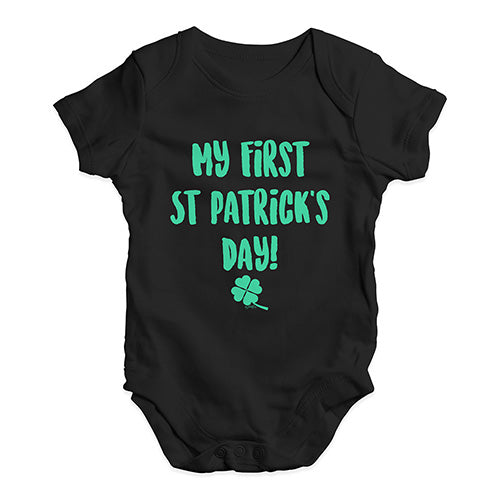 Funny Infant Baby Bodysuit Onesies My First St Patrick's Day Baby Unisex Baby Grow Bodysuit 0-3 Months Black