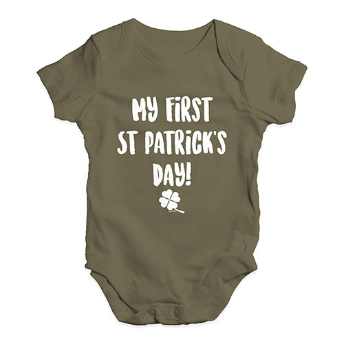 Funny Baby Onesies My First St Patrick's Day Baby Unisex Baby Grow Bodysuit 0-3 Months Khaki