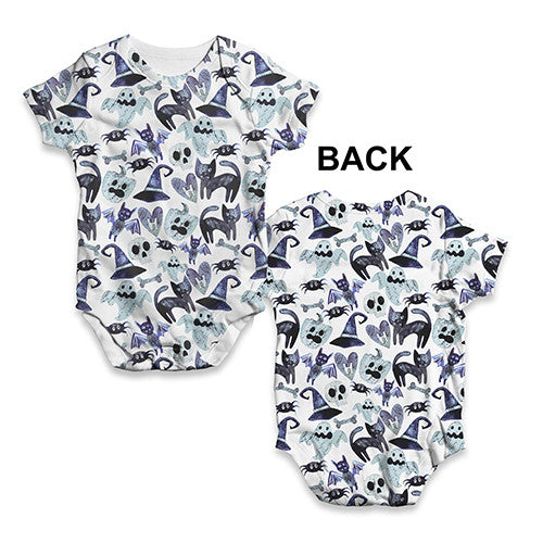 Halloween Black Cats And Ghouls Baby Unisex ALL-OVER PRINT Baby Grow Bodysuit