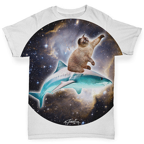 Cat Riding A Shark In Space Baby Toddler ALL-OVER PRINT Baby T-shirt