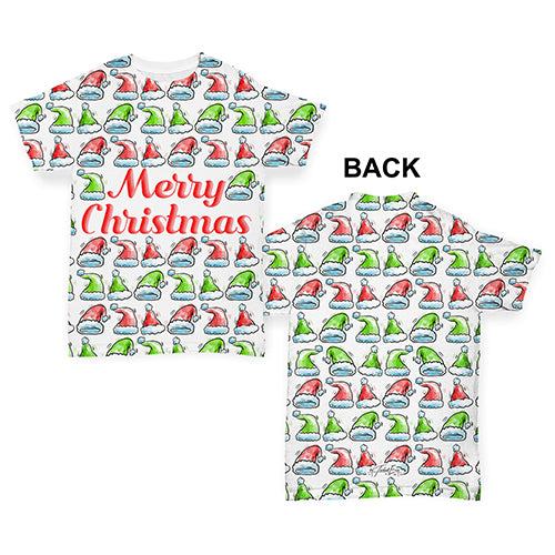 Merry Christmas Santa Hat Pattern Baby Toddler ALL-OVER PRINT Baby T-shirt