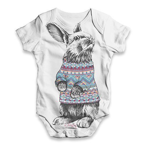 Christmas Jumper Bunny Baby Unisex ALL-OVER PRINT Baby Grow Bodysuit