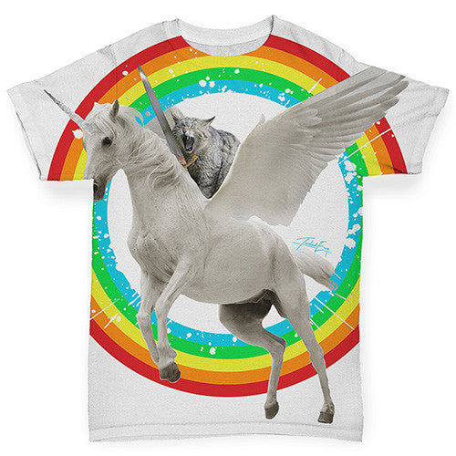 Cat Knight Riding Flying Unicorn Baby Toddler ALL-OVER PRINT Baby T-shirt