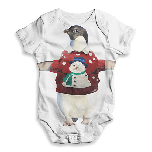 Penguin Christmas Jumper Baby Unisex ALL-OVER PRINT Baby Grow Bodysuit