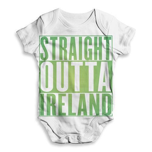 Funny Infant Baby Bodysuit Straight Outta Ireland Green  Baby Unisex ALL-OVER PRINT Baby Grow Bodysuit 0-3 Months White