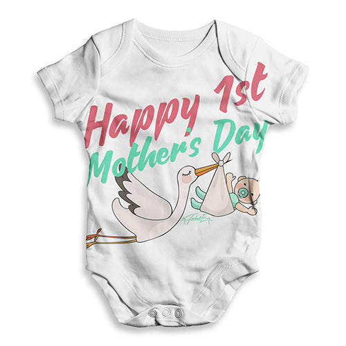 Happy 1st Mother's Day Stork Baby Unisex ALL-OVER PRINT Baby Grow Bodysuit