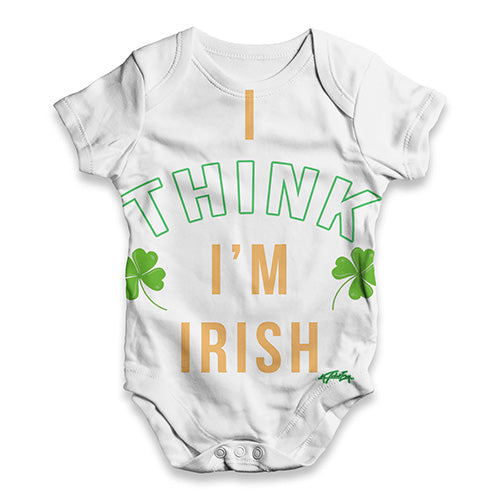 ALL-OVER PRINT Baby Bodysuit St Patricks Day I Think I'm Irish Baby Unisex ALL-OVER PRINT Baby Grow Bodysuit 3-6 Months White