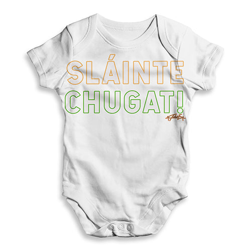 Baby Boy Clothes St Patricks Day Slainte Chugat Baby Unisex ALL-OVER PRINT Baby Grow Bodysuit 6-12 Months White