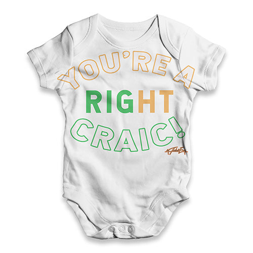 Funny Baby Clothes St Patricks Day You're A Right Craic Baby Unisex ALL-OVER PRINT Baby Grow Bodysuit 18-24 Months White
