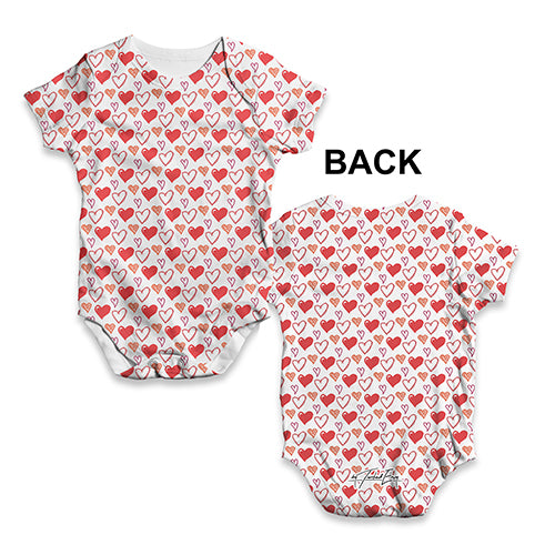 Red Love Hearts Pattern Baby Unisex ALL-OVER PRINT Baby Grow Bodysuit