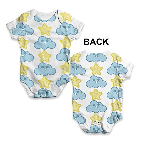 Funny Baby Clothes Stars And Clouds Repeat Baby Unisex ALL-OVER PRINT Baby Grow Bodysuit 0-3 Months White
