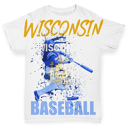 Wisconsin Baseball Splatter Baby Toddler ALL-OVER PRINT Baby T-shirt