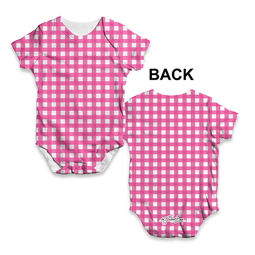 Funny Baby Onesies Pink Gingham Repeat Pattern Baby Unisex ALL-OVER PRINT Baby Grow Bodysuit 18-24 Months White