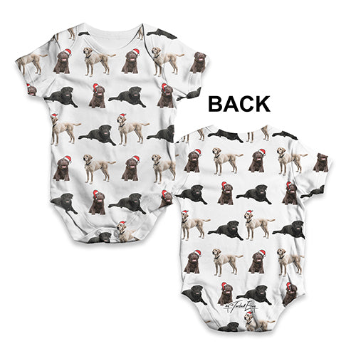 Funny Baby Clothes Labradors Santa Hats Pattern Baby Unisex ALL-OVER PRINT Baby Grow Bodysuit 3-6 Months White